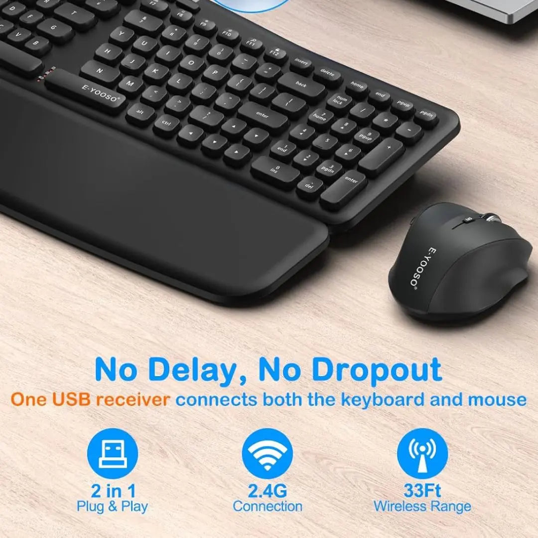 E-YOOSO E-757 Wireless Ergonomic Keyboard & Mouse Combo