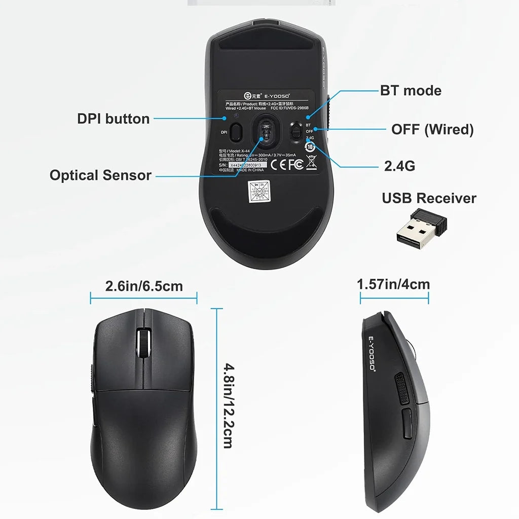 E-YOOSO X-44 Pro Black 4K Wireless 26000 DPI Gaming Mouse