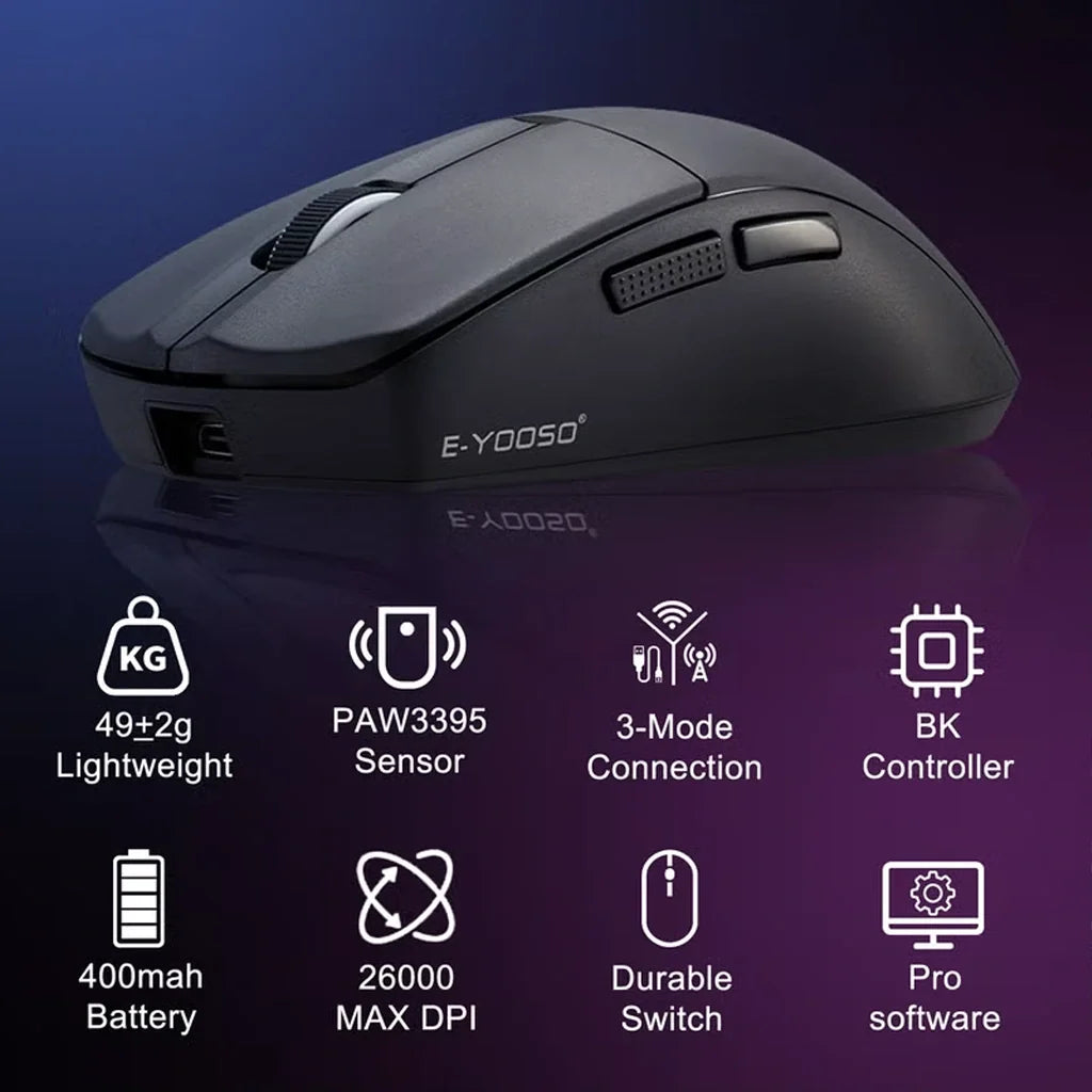 E-YOOSO X-44 Pro Black 4K Wireless 26000 DPI Gaming Mouse