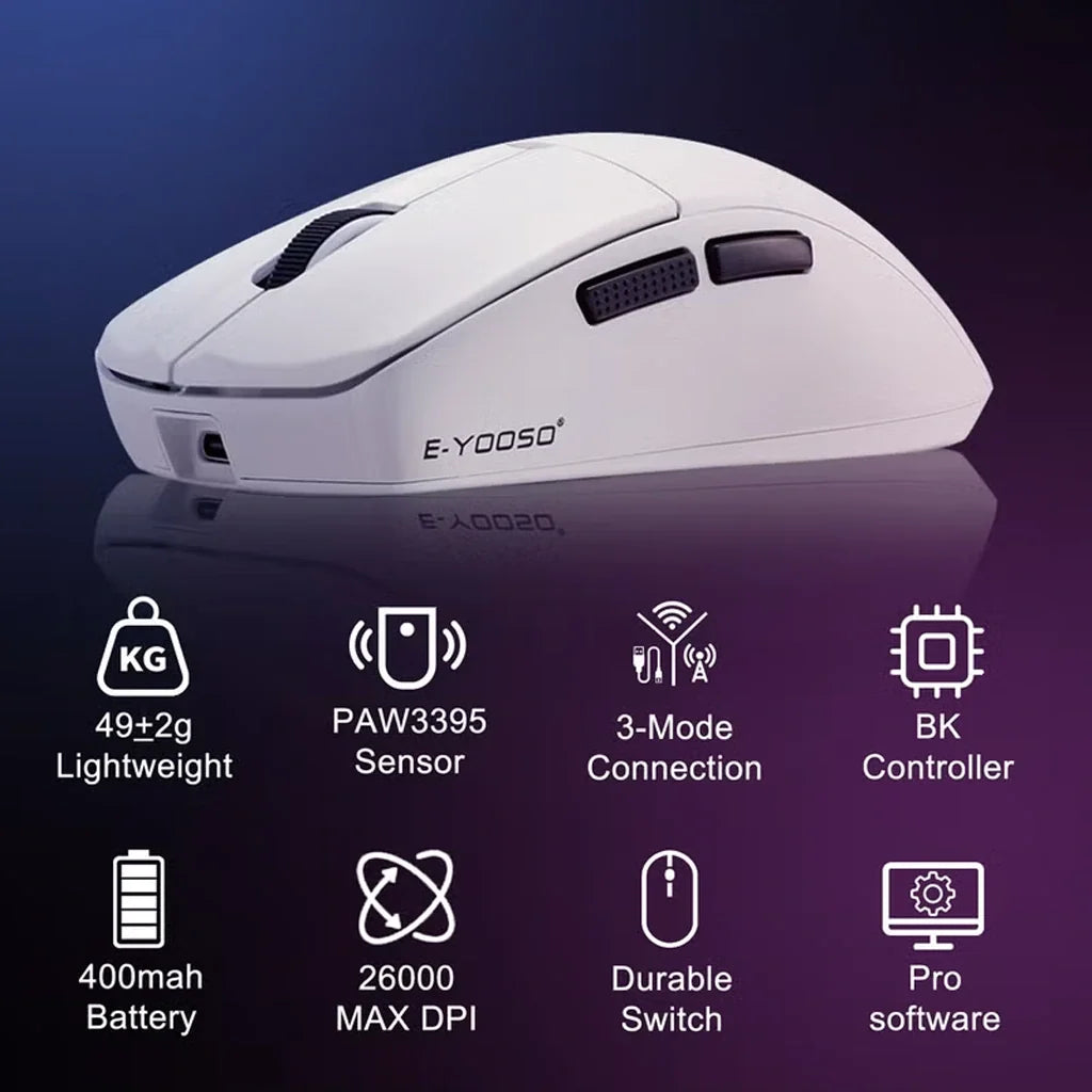 E-YOOSO X-44 White 4K Wireless Lightweight Gaming Mouse
