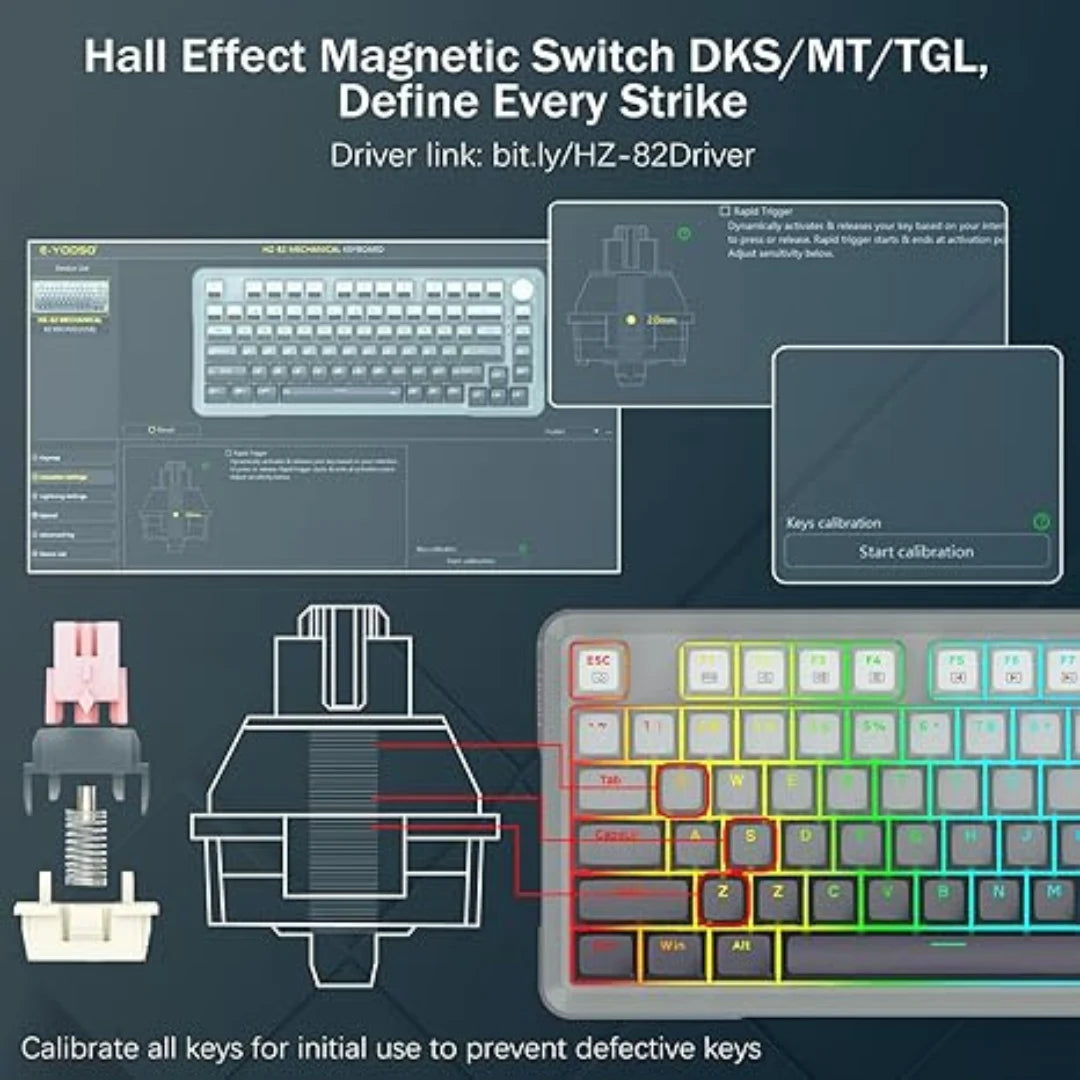 E-YOOSO HZ-82 RGB 82-Keys Wired Mechanical Keyboard Gradient Grey
