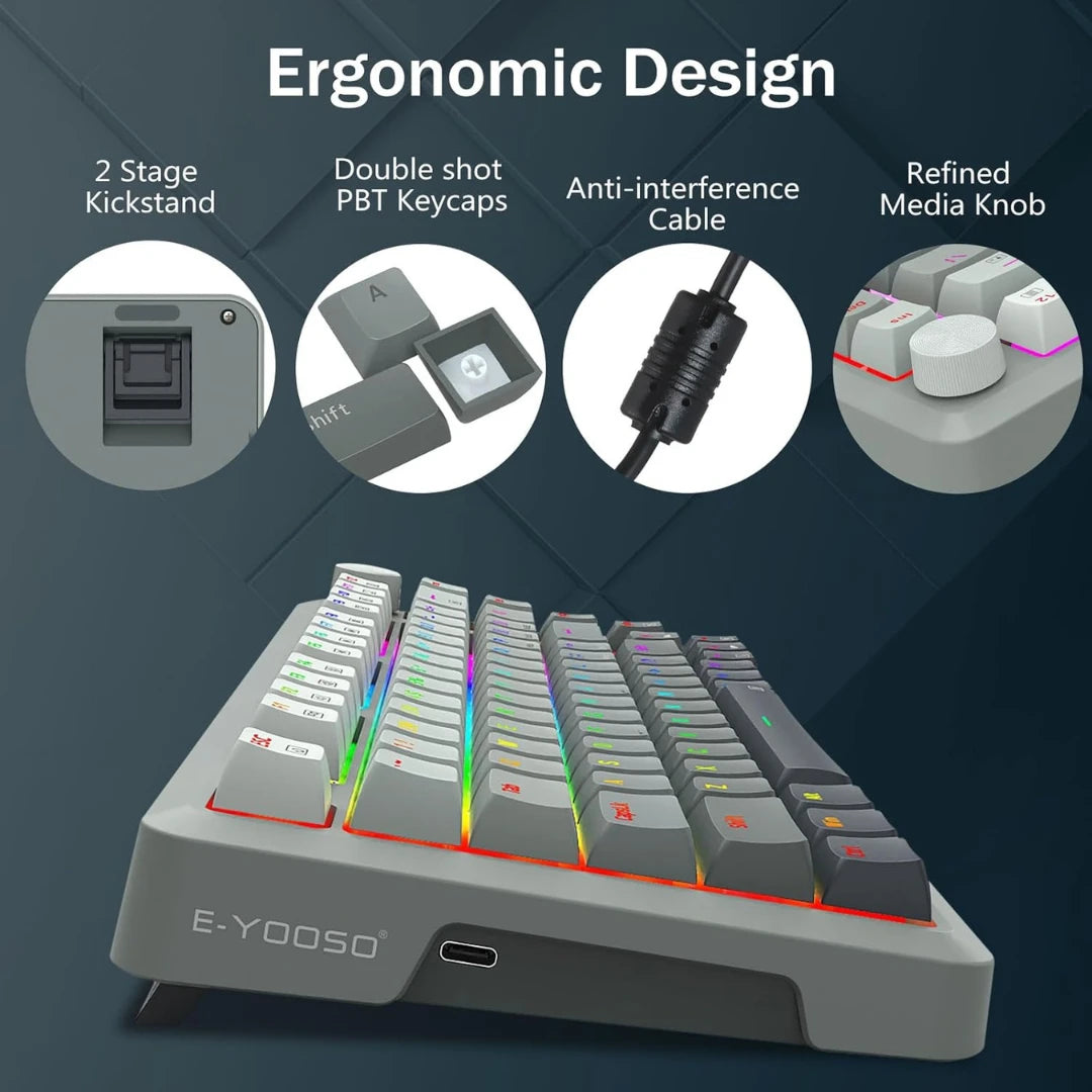 E-YOOSO HZ-82 RGB 82-Keys Wired Mechanical Keyboard Gradient Grey