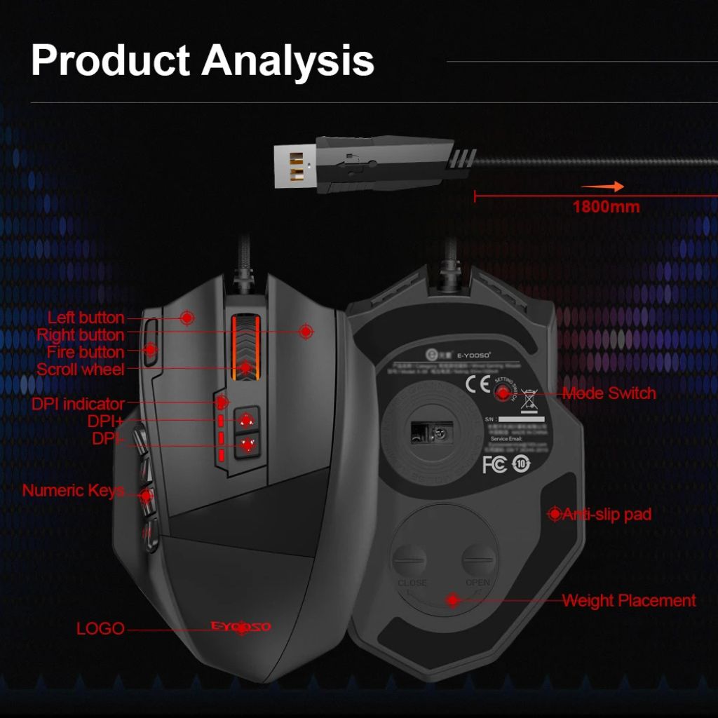 E-YOOSO X-39 Pro RGB Gaming Mouse 16400 DPI Programmable