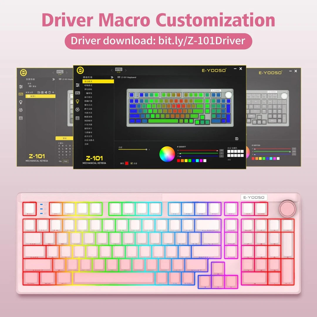 E-YOOSO Z-101 Gradient pink(Silverwood switch) Wireless Bluetooth Keyboard
