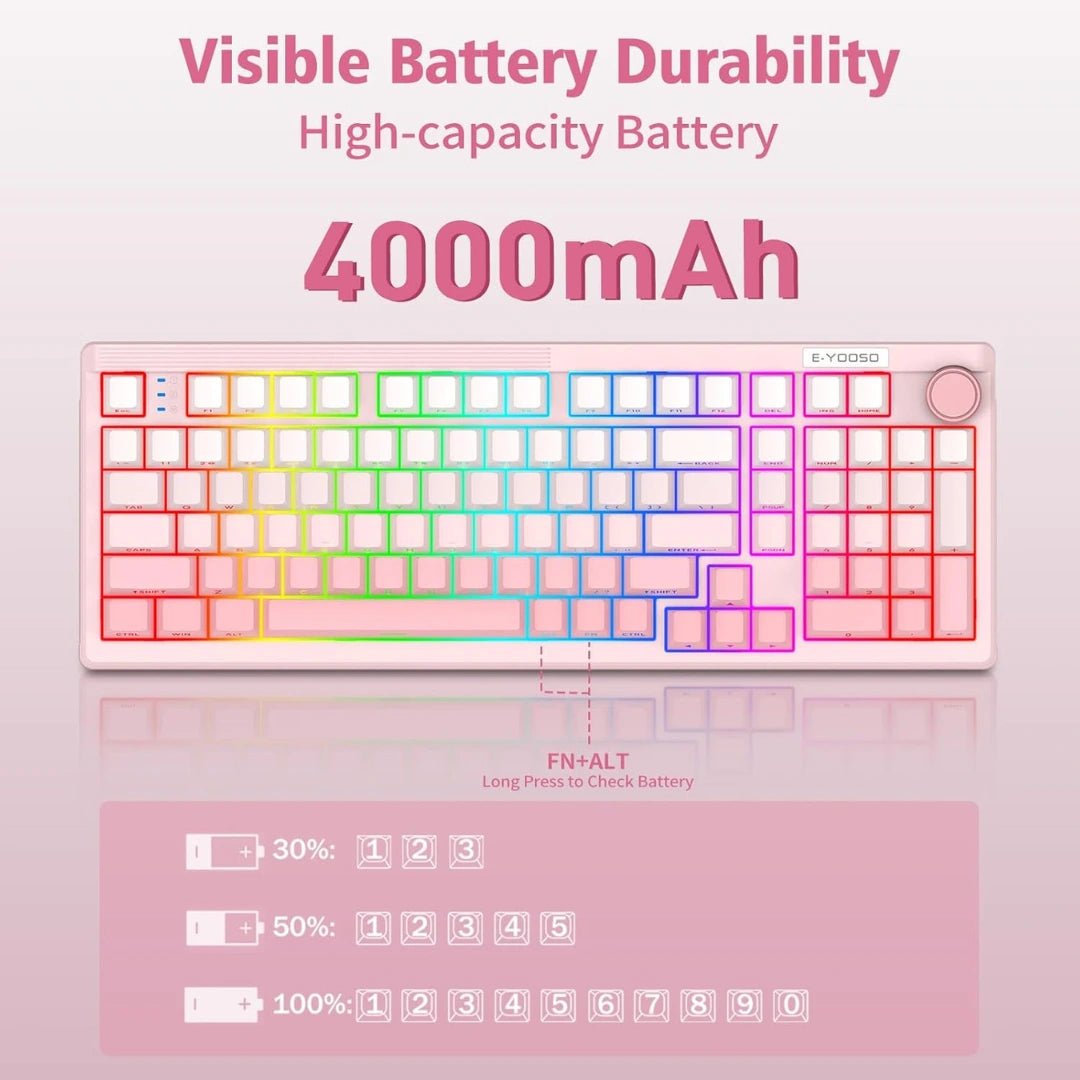 E-YOOSO Z-101 Gradient pink(Silverwood switch) Wireless Bluetooth Keyboard