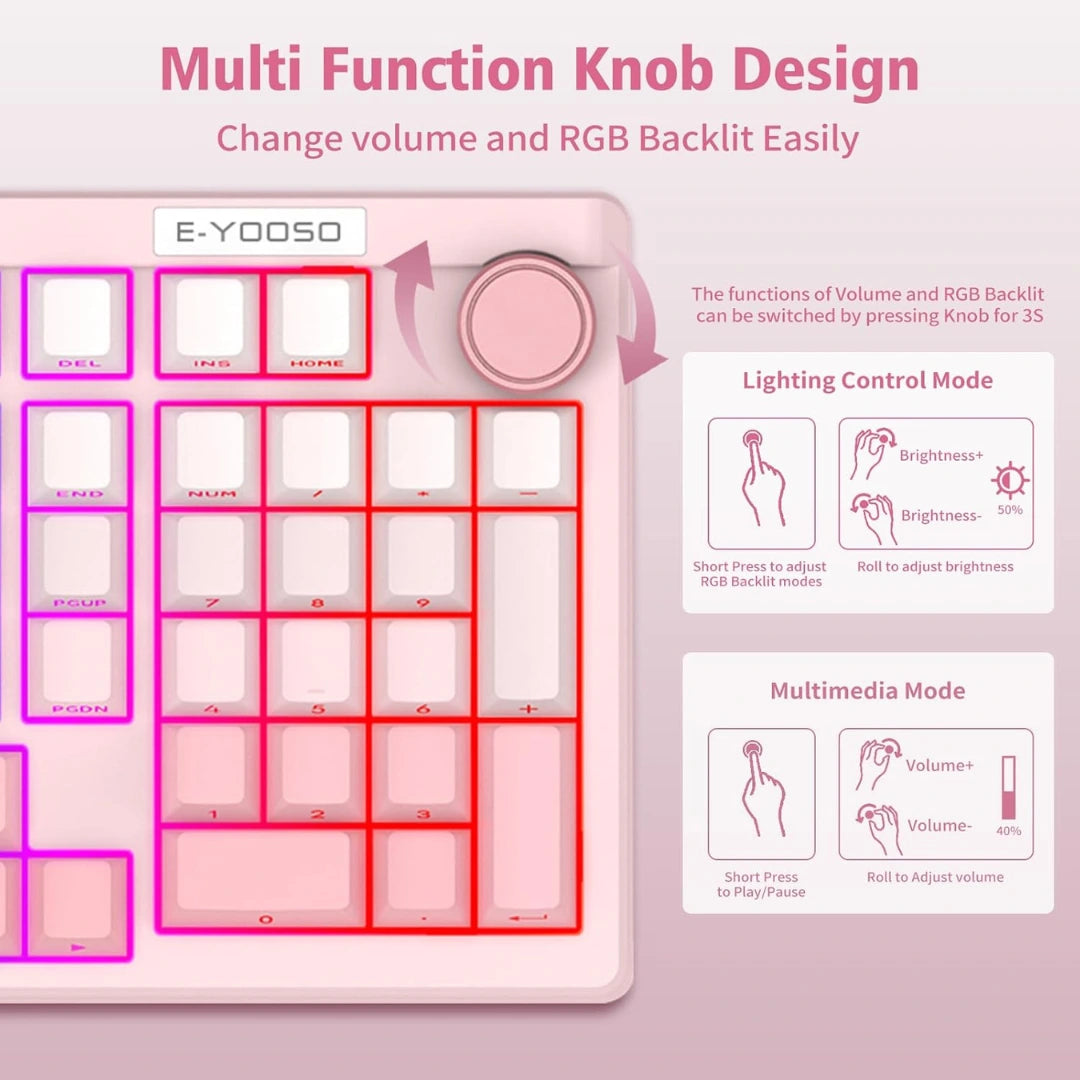 E-YOOSO Z-101 Gradient pink(Silverwood switch) Wireless Bluetooth Keyboard