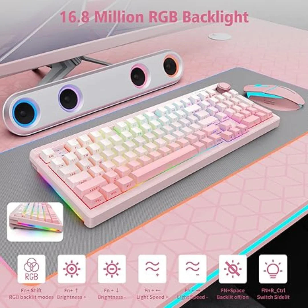 E-YOOSO Z-101 Gradient pink(Silverwood switch) Wireless Bluetooth Keyboard