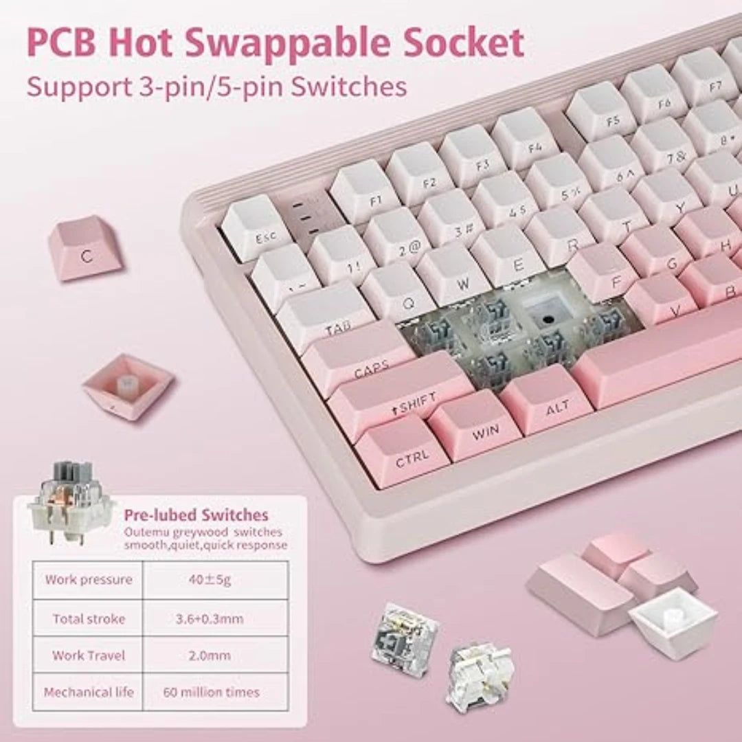 E-YOOSO Z-101 Gradient pink(Silverwood switch) Wireless Bluetooth Keyboard