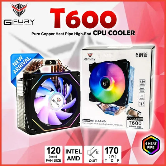 GFury COOL STORM GF-T600 RGB 6 Heat Pipes CPU Cooler