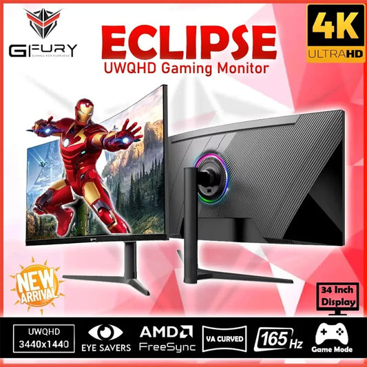 GFury GF-34 Eclipse 34″ 2K+ Curved 165Hz Gaming LED Monitor