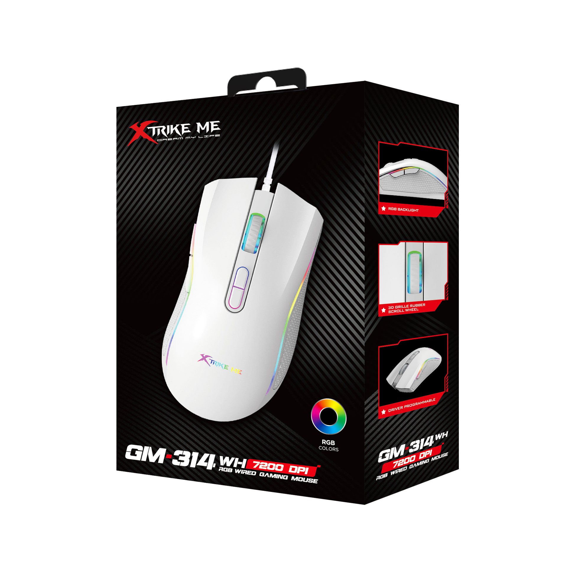XTRIKE ME GM-314 BK WIRED GAMING MOUSE WHITE