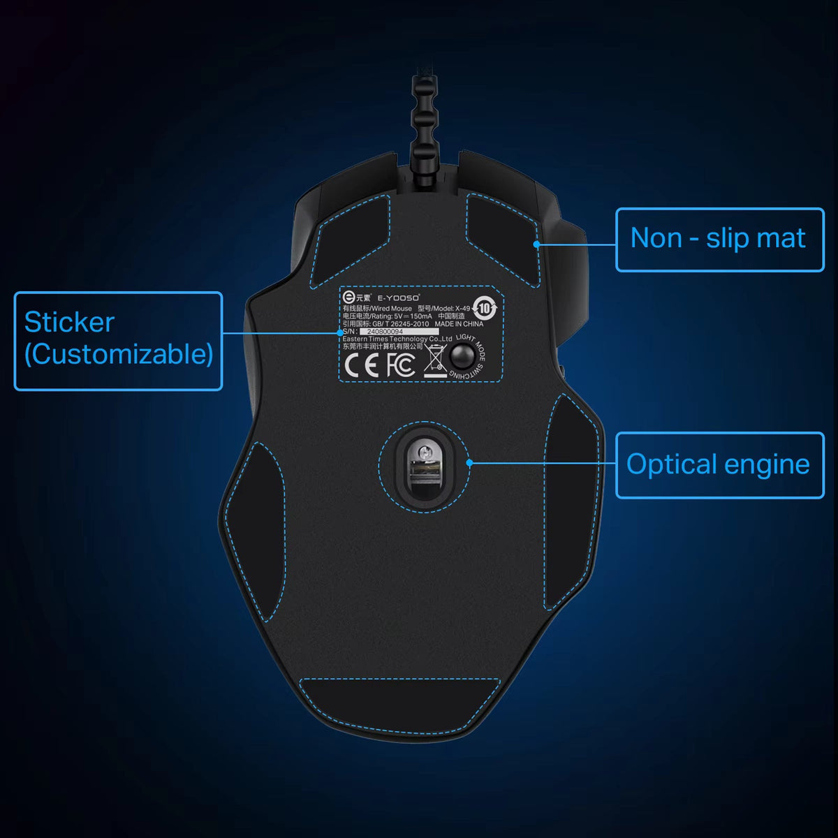E-YOOSO X-49 RGB Wired Gaming Mouse with 6 DPI & Ergonomic Design