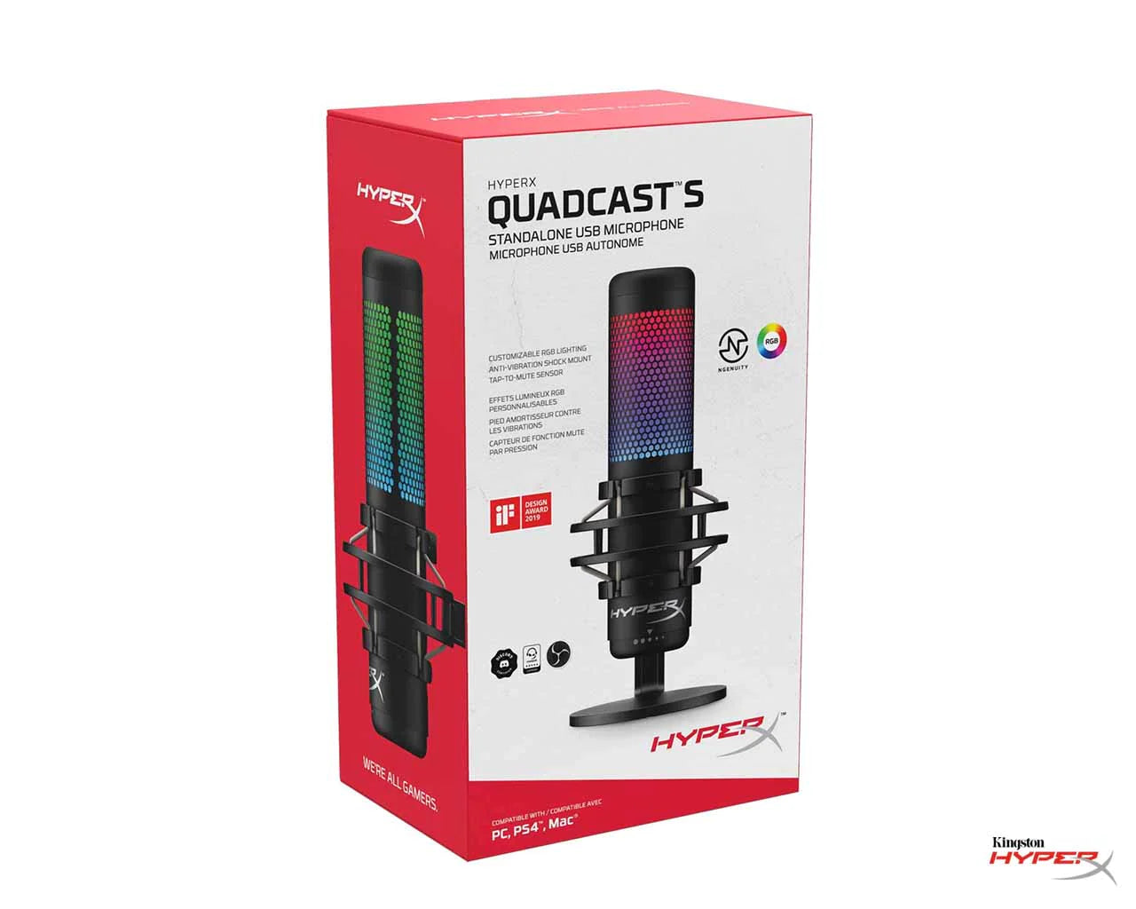 HyperX QuadCast S USB Microphone RGB Gaming Professional Microphone WITHOUT BOX