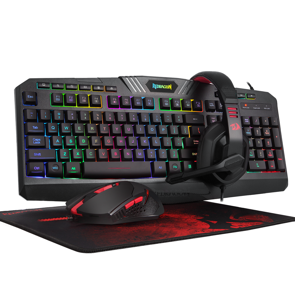 Redragon S101-BA-2 Wired Gaming Keyboard, Mouse, Headset, Mousepad Combo Set (4 in 1)