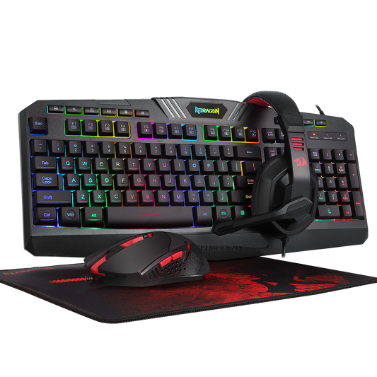 Redragon S101-BA-2 Wired Gaming Keyboard, Mouse, Headset, Mousepad Combo Set (4 in 1)