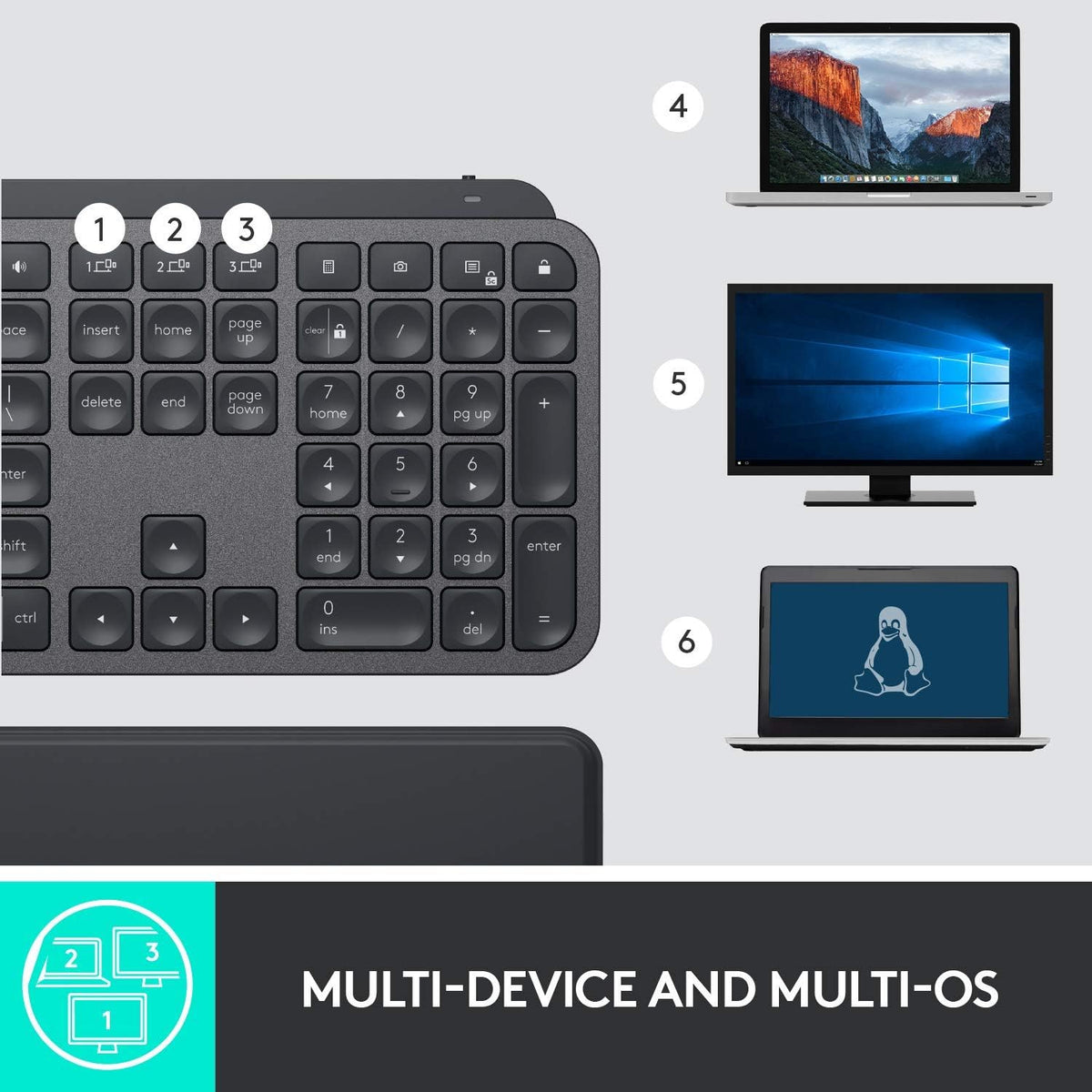 Logitech MX Keys Plus Advanced Wireless Illuminated Keyboard With Palm Rest