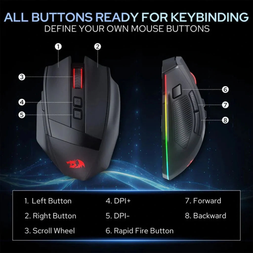 Redragon M923 Stealth Wired RGB Optical Ergonomic Gaming Mouse