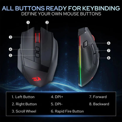 Redragon M923 Stealth Wired RGB Optical Ergonomic Gaming Mouse
