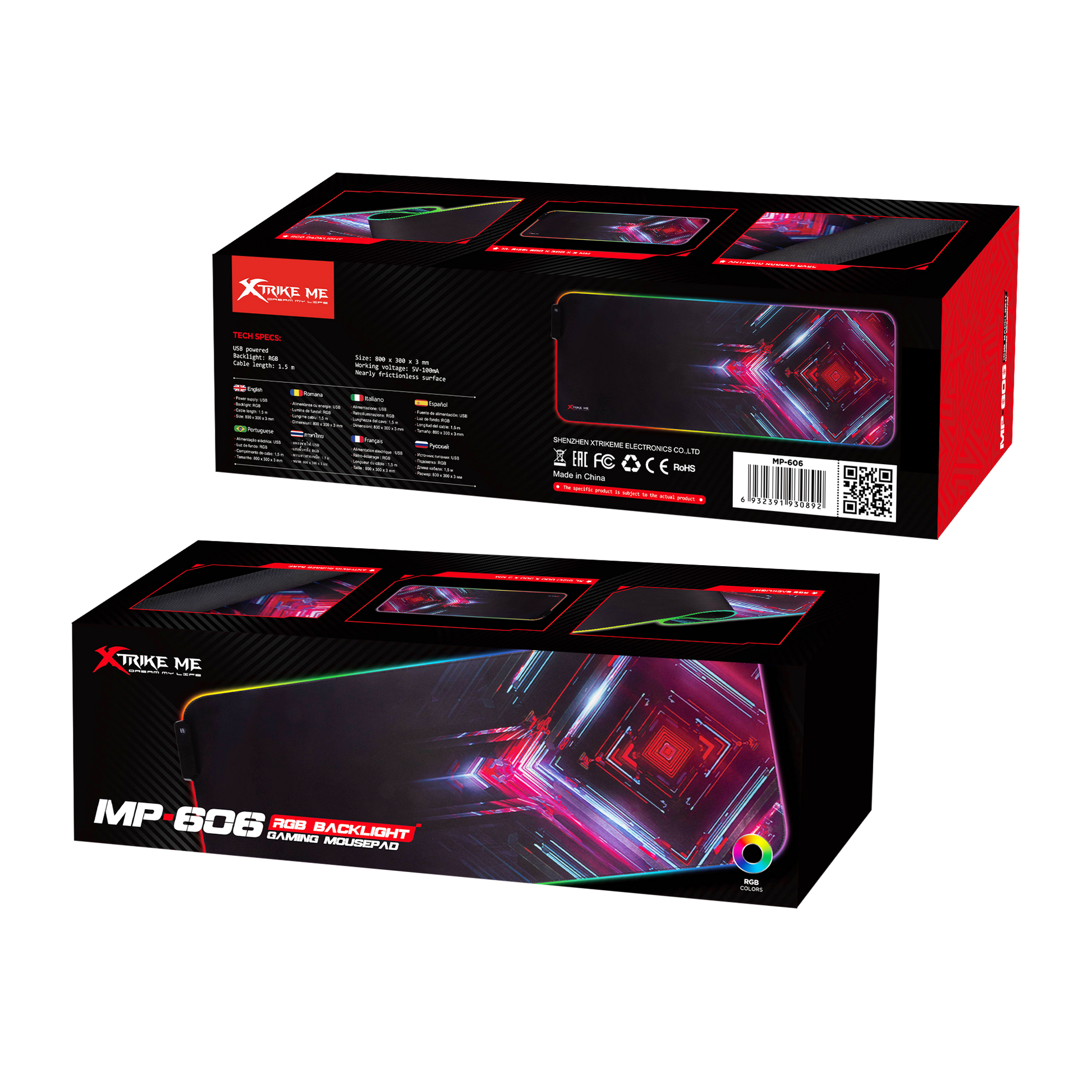 XTRIKE ME MP-606 Mouse Pad with 7 Color RGB Lighting Size 800x300x3mm