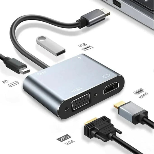Optiview 4-in-1 TYPE C TO USB + PD + HDMI + VGA