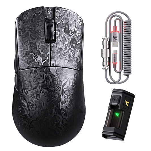 ATTACK SHARK R11 ULTRA Carbon Fiber Wireless 8K PAW3950MAX Gaming Mouse with C06 Ultra LED Cable