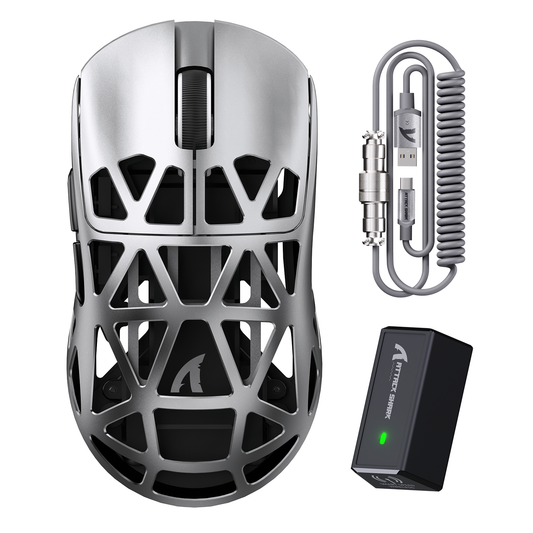 ATTACK SHARK R2 Magnesium Alloy PAW3950 Gaming Mouse 8K with Mouse Coiled Cable (Not Include the Charging Dock)
