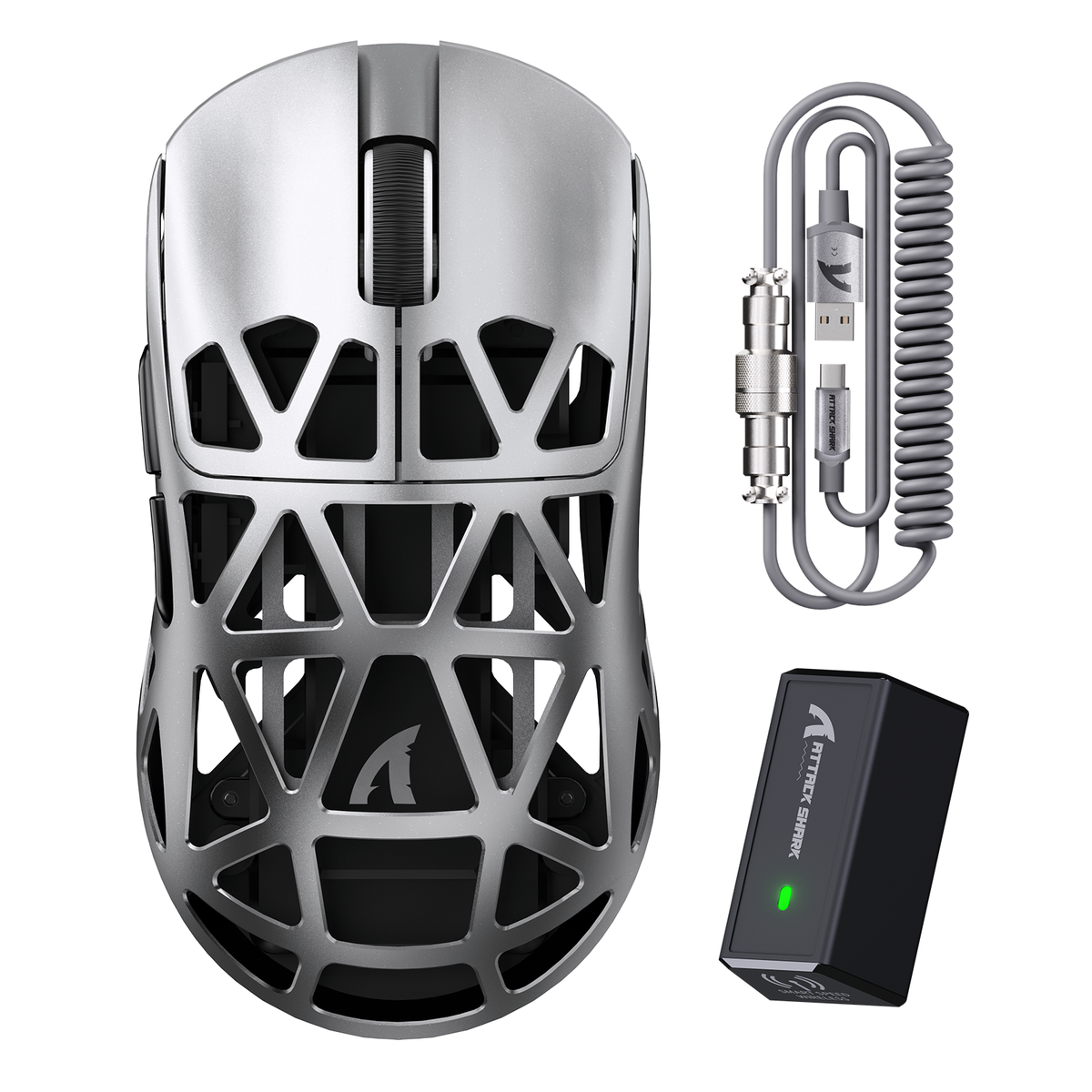 ATTACK SHARK R2 Magnesium Alloy PAW3950 Gaming Mouse 8K with Mouse Coiled Cable (Not Include the Charging Dock)