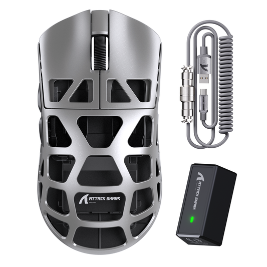 ATTACK SHARK R3 Magnesium Alloy Gaming Mouse 8K with C06 Coiled Cable