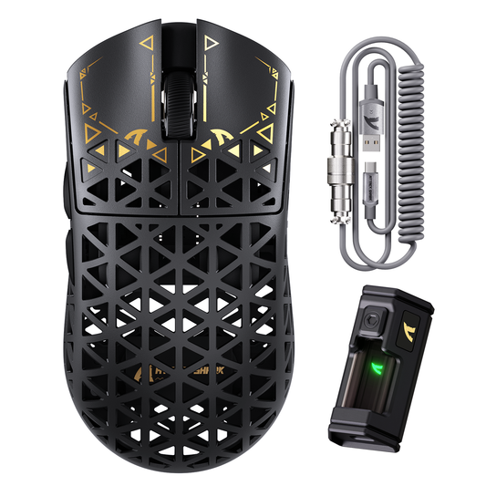 ATTACK SHARK R5 ULTRA Carbon Fiber Wireless 8K PAW3950MAX Gaming Mouse with 8K Coiled Cable
