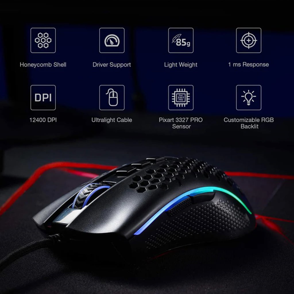 Redragon M808 Storm RGB Black Lightweight Honeycomb Gaming Mouse
