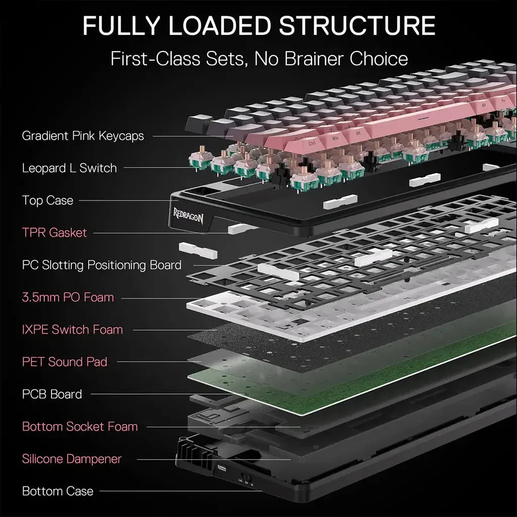 Redragon K728 PRO 80% TKL 3-Mode Gasket RGB Gaming Keyboard