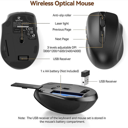 Redragon BS-7367B Wireless Keyboard and Mouse Office 2-in-1 Combo