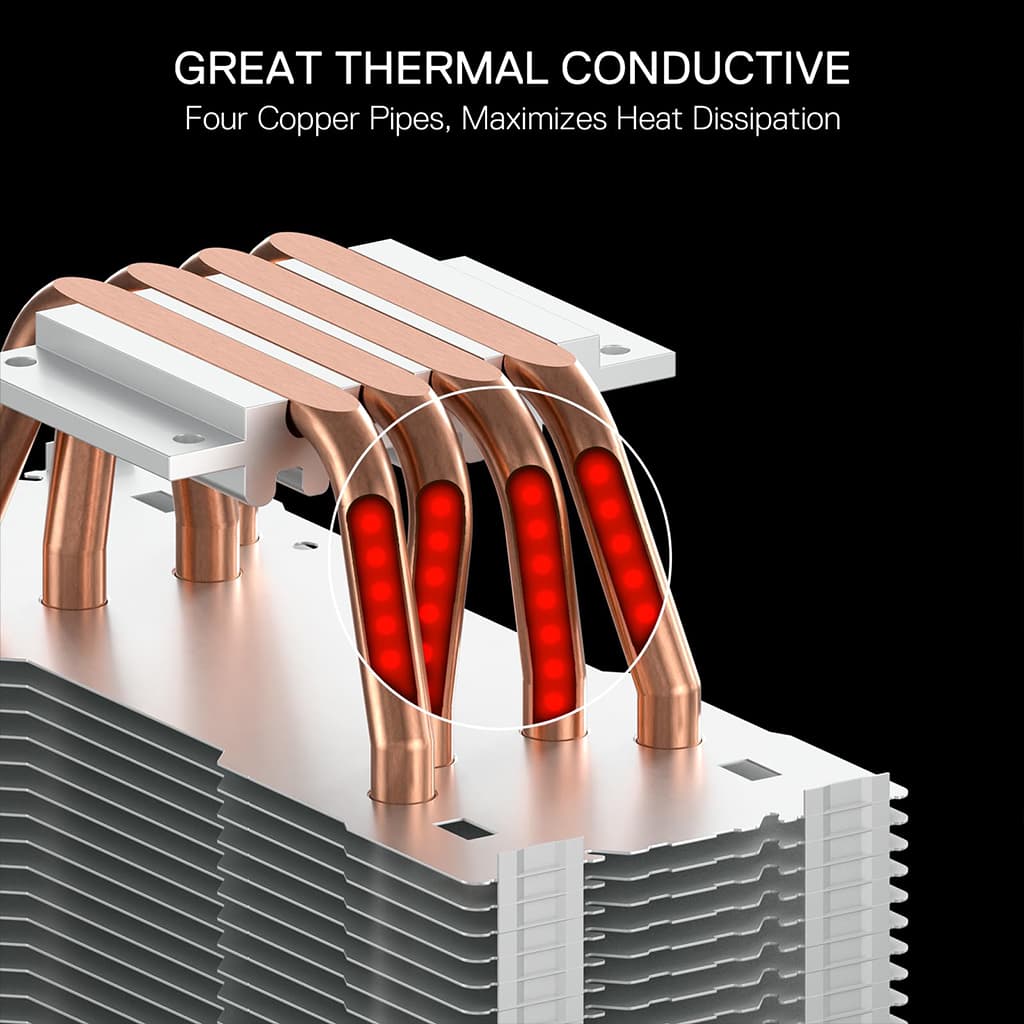 Redragon CC 2199 RGB 4 Copper Pipes Air CPU Cooler Dual PWM Low Noise Fans