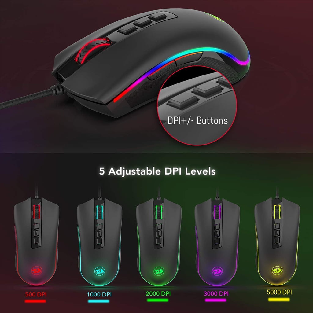 Redragon M711 Cobra Chroma Black 7 Programable Button Wired Gaming Mouse