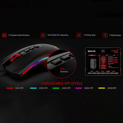 Redrago M711-FPS Cobra RGB 7 programable button Wired Mouse