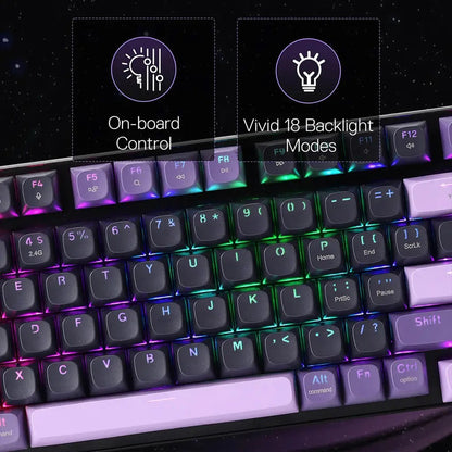 Redragon DHARMA K740 PRO Tri-Mode Mechanical Keyboard with Mambo Switches (Black & Purple)
