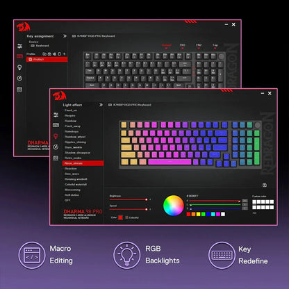 Redragon DHARMA K740 PRO Tri-Mode Mechanical Keyboard with Mambo Switches (Black & Purple)