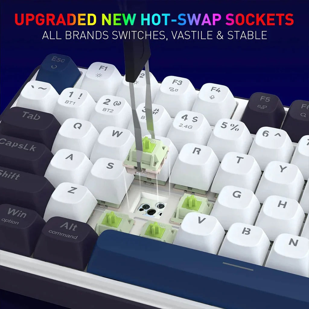 Redragon K744 PRO FAYE Wireless Gasket Design Keyboard with Mambo Switches (White & Black)