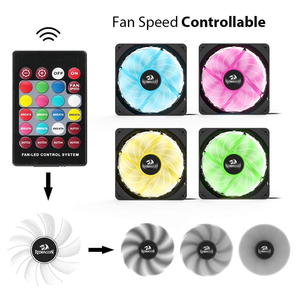 Redragon GC F006 Computer Case 120mm PC Cooling Fan (Pack of 3)