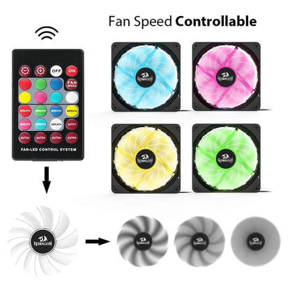 Redragon GC F006 Computer Case 120mm PC Cooling Fan (Pack of 3)