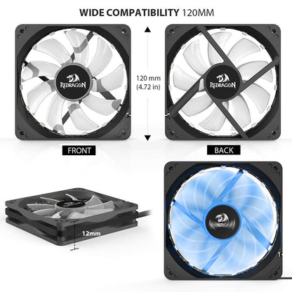 Redragon GC F006 Computer Case 120mm PC Cooling Fan (Pack of 3)