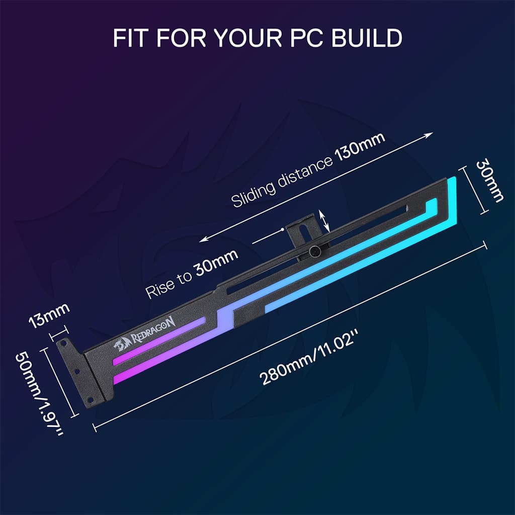 Redragon GCP03 Black ARGB Graphics Card Support Bracket