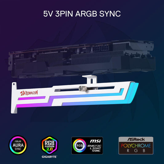 Redragon GCP03 White ARGB GPU Support Bracket