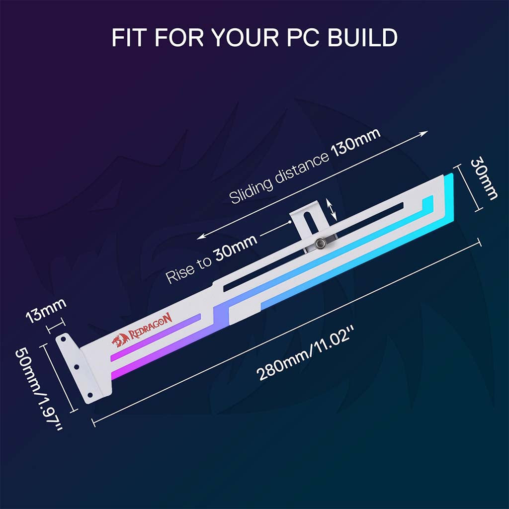 Redragon GCP03 White ARGB GPU Support Bracket