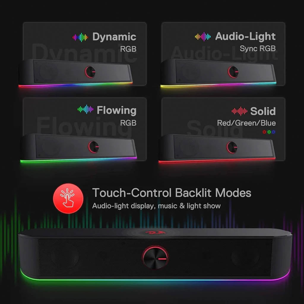 Redragon GS560 Adiemus Black RGB Dual 4W Audio Driver Soundbar