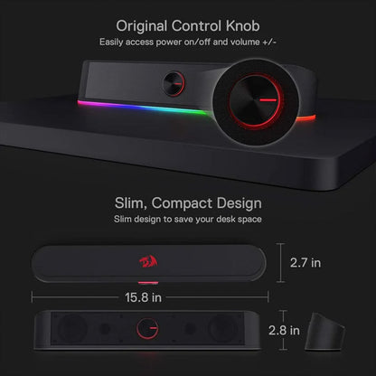 Redragon GS560 Adiemus Black RGB Dual 4W Audio Driver Soundbar