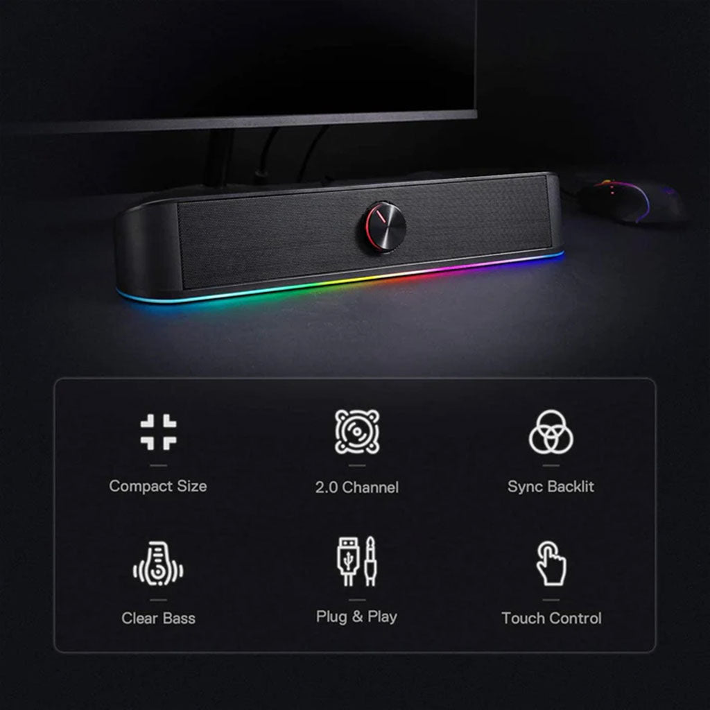 Redragon GS560 Adiemus Black RGB Dual 4W Audio Driver Soundbar
