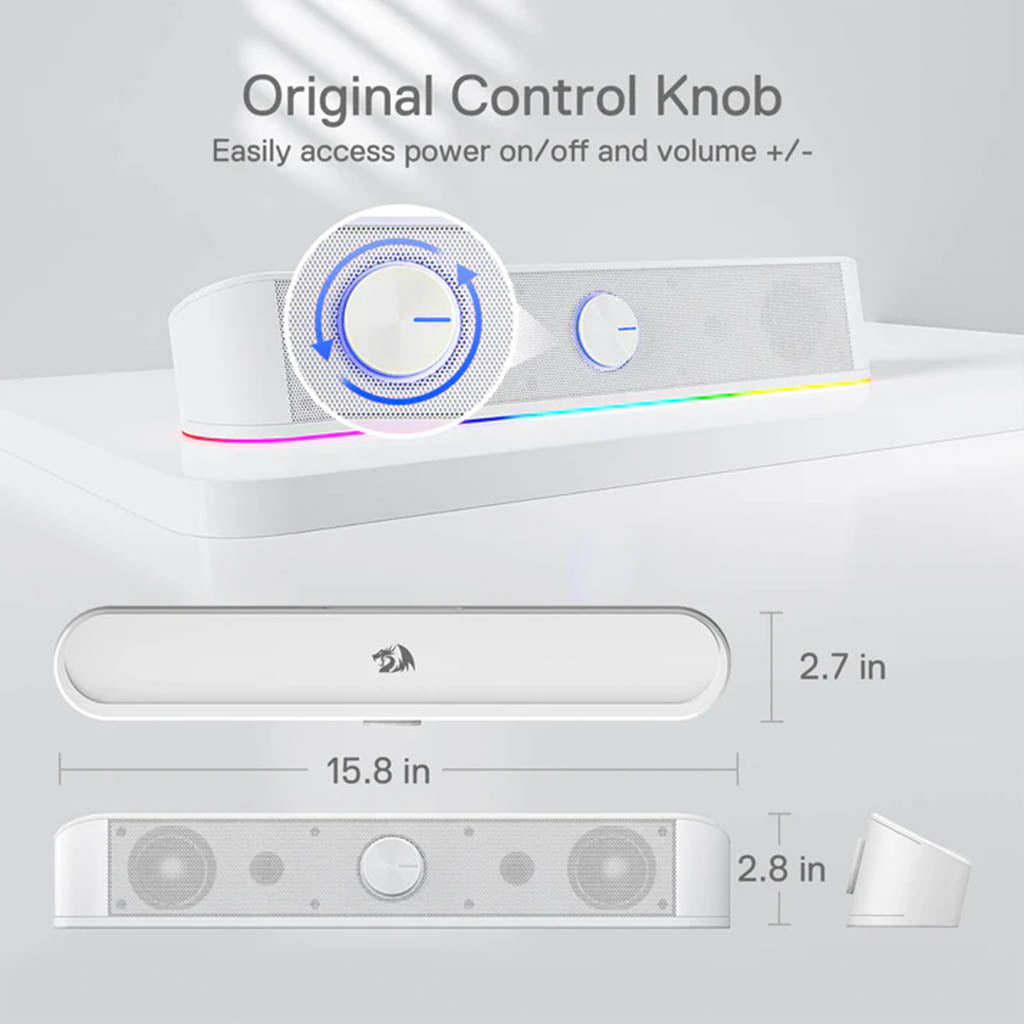 Redragon GS560 Adiemus White Dual 4W drivers Gaming Soundbar