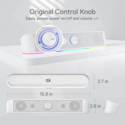 Redragon GS560 Adiemus White Dual 4W drivers Gaming Soundbar