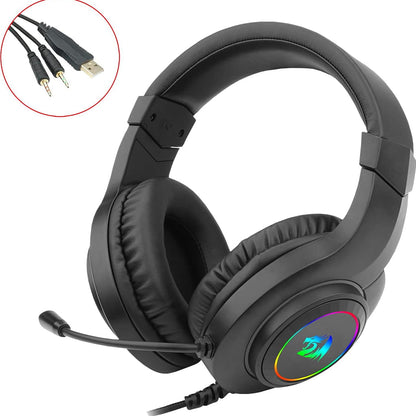 Redragon H260 Black Hylas RGB 360 rotating Mic USB Wired Headset